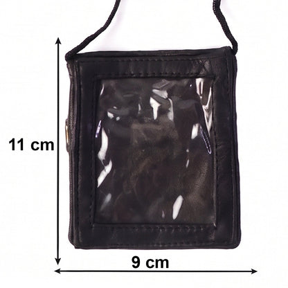Detailed view of the braided lanyard used with the leather ID holder