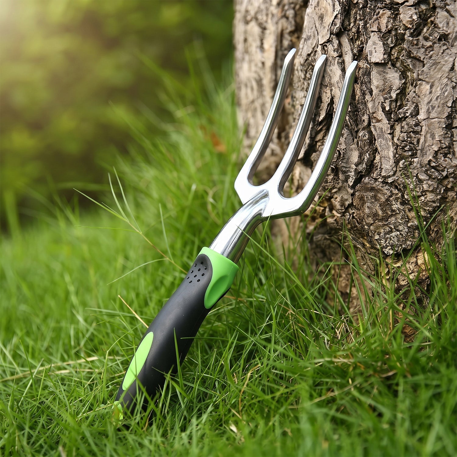 Rust resistant garden digging fork with non slip handle