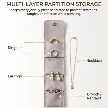 Multi pocket jewellery roll organizer for accessories on the go