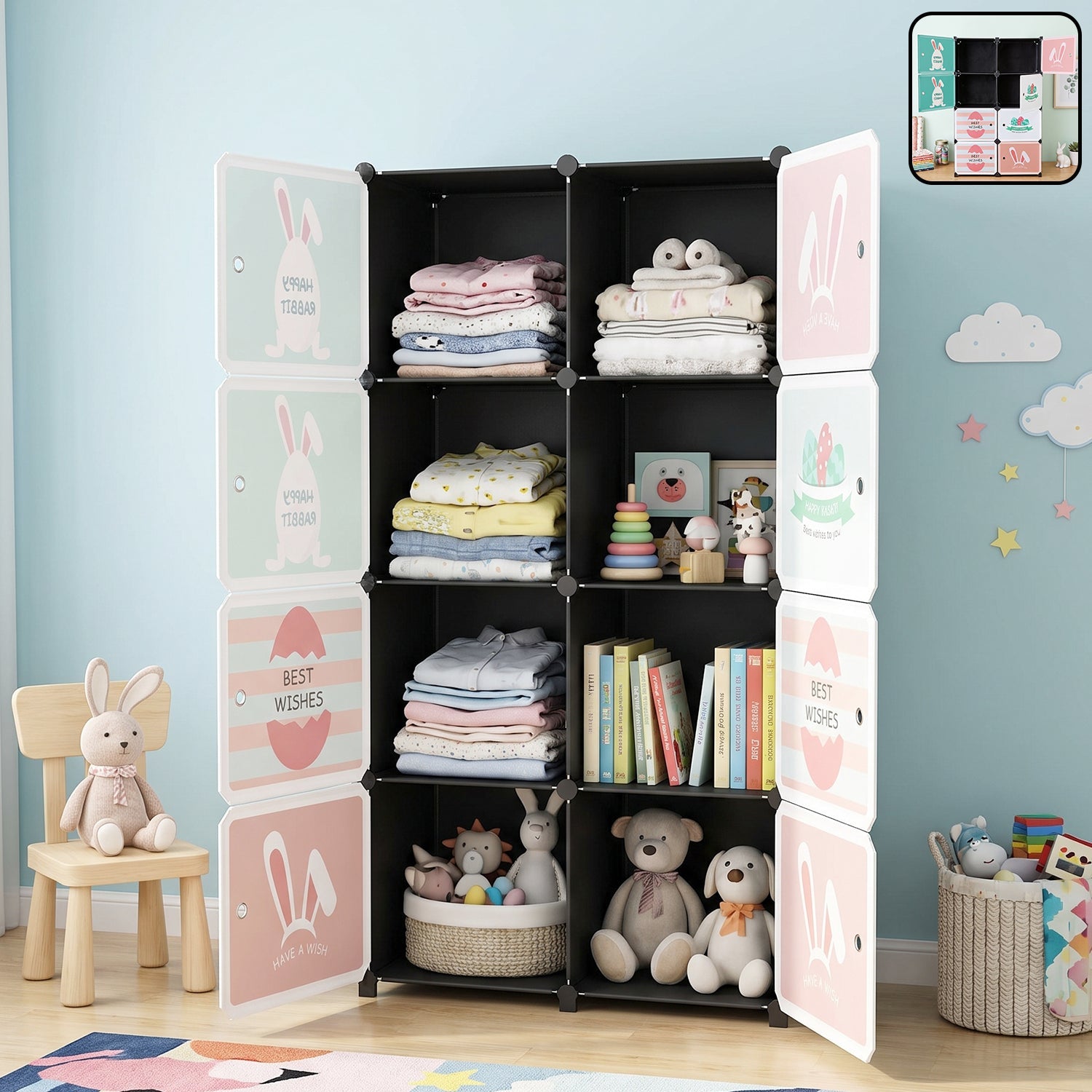 8 compartment kids storage cabinet