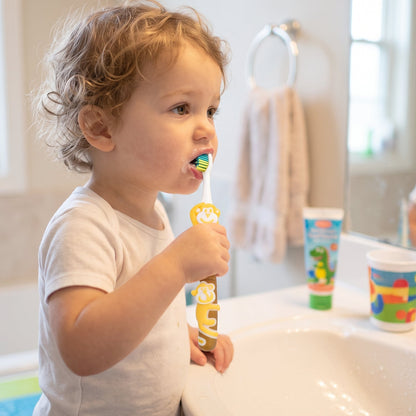 Kids toothbrush with toy to make brushing fun, pack of 2