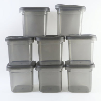 Clear plastic pantry jar set with sealed lids for dry food