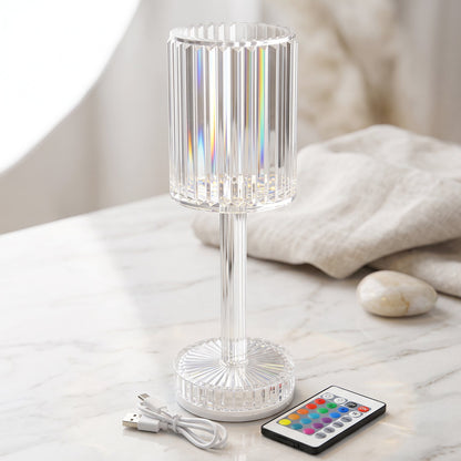 Crystal LED lamp glowing view