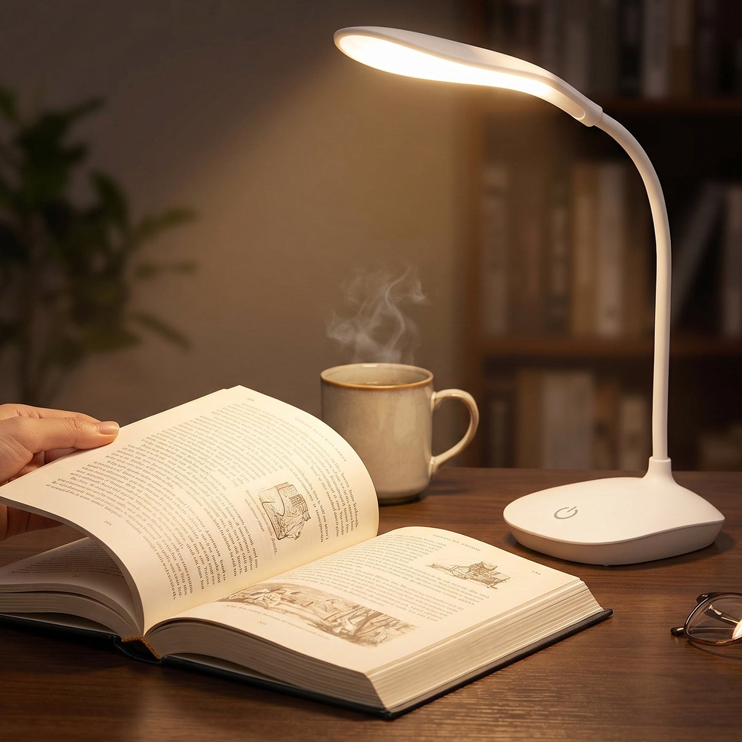 Modern LED table lamp with flexible neck for home and office desks