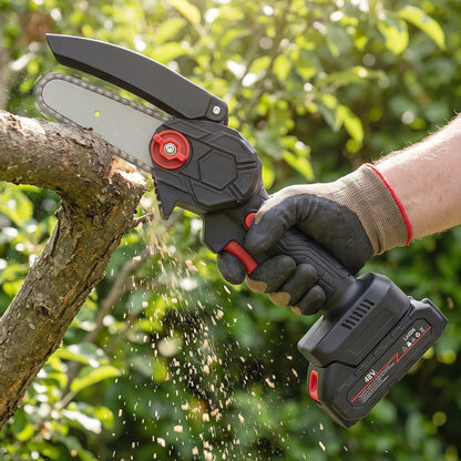 Mini chainsaw garden pruning use