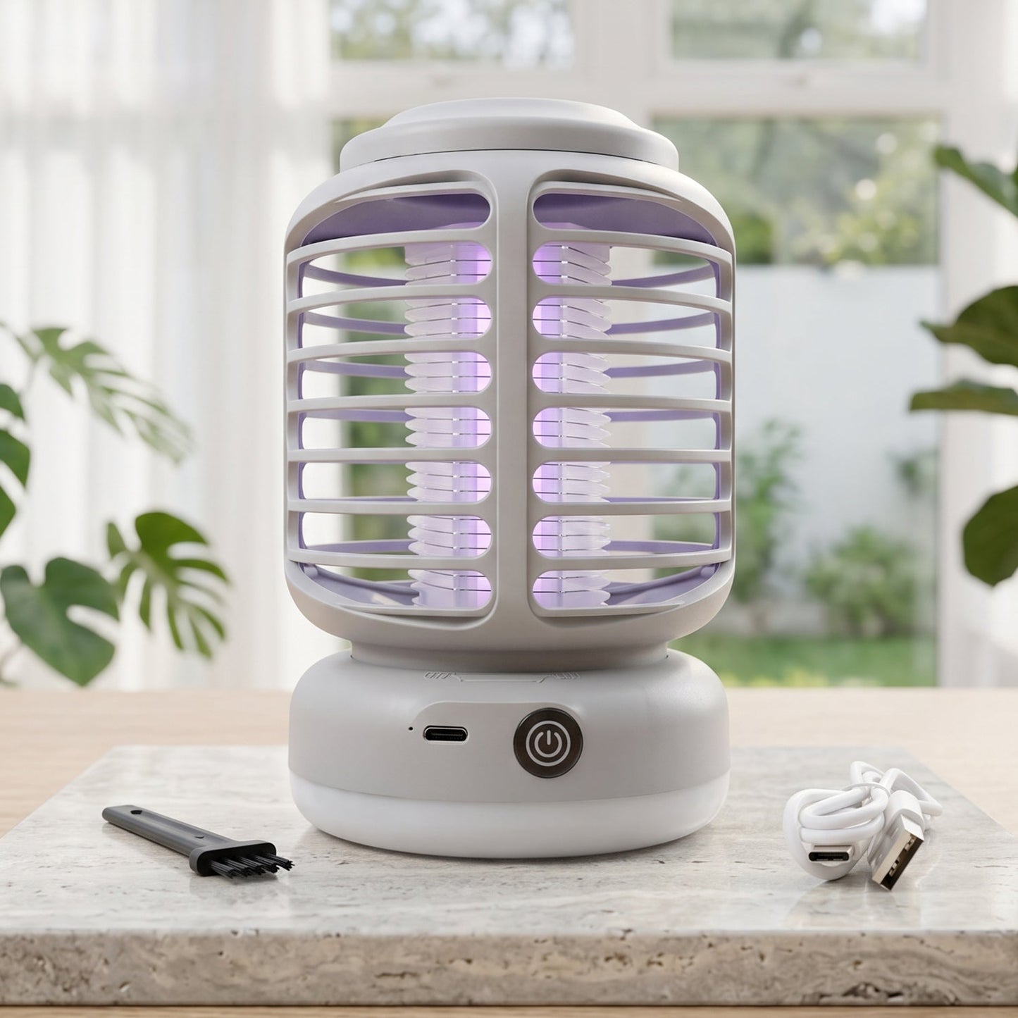 USB charging port detail on the electric mosquito killer lamp