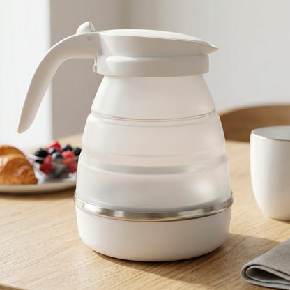 Portable folding electric water boiler with silicone body for travel