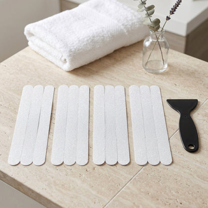 Flexible adhesive strips suitable for bathtub, shower, and bathroom floors