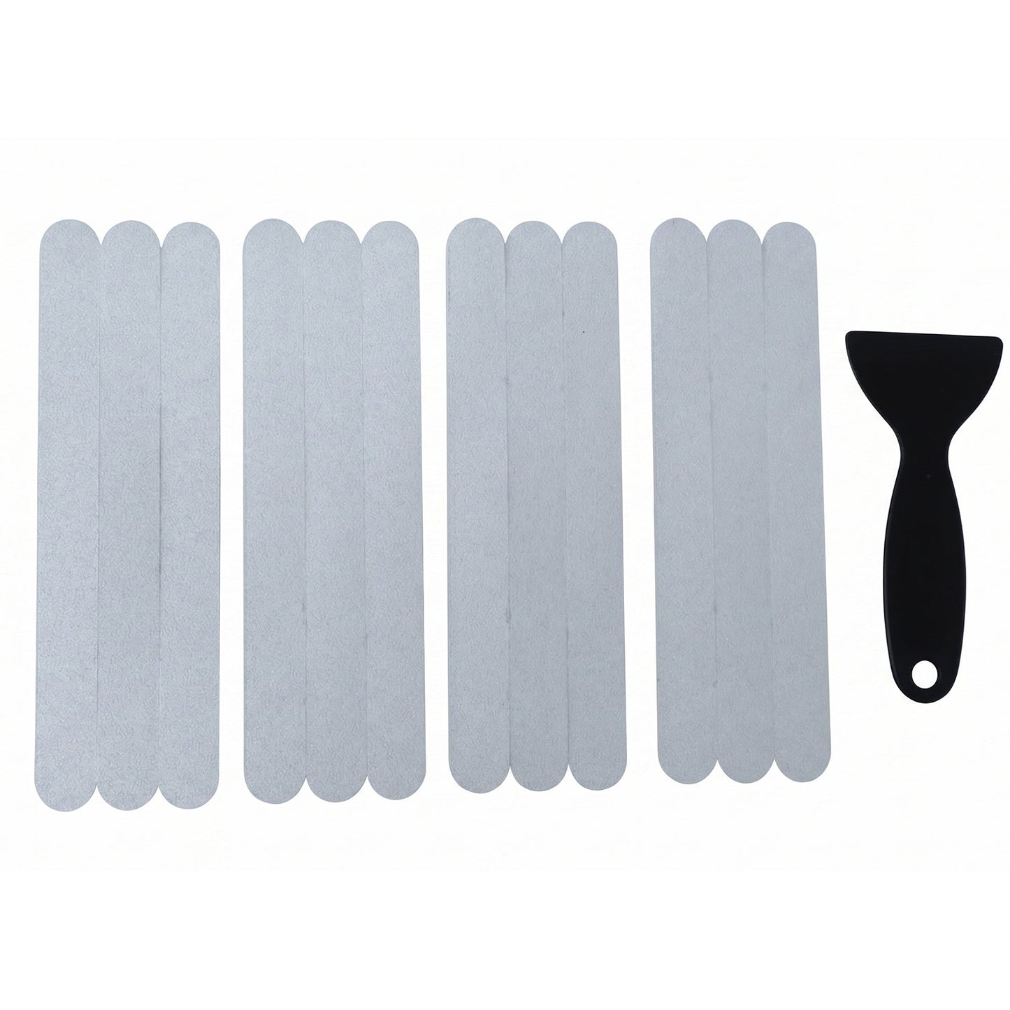 Close-up of textured grip surface on clear bathroom safety strips