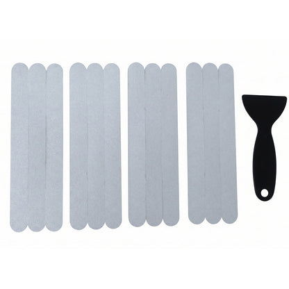 Close-up of textured grip surface on clear bathroom safety strips