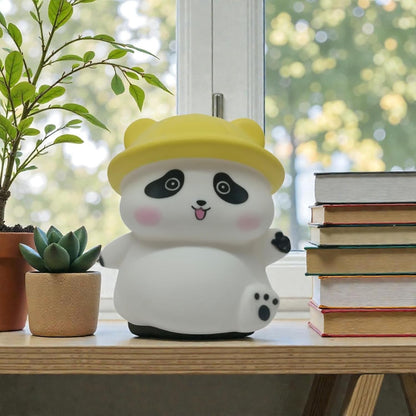 Cute hatted panda bedside night light for kids rooms and nurseries