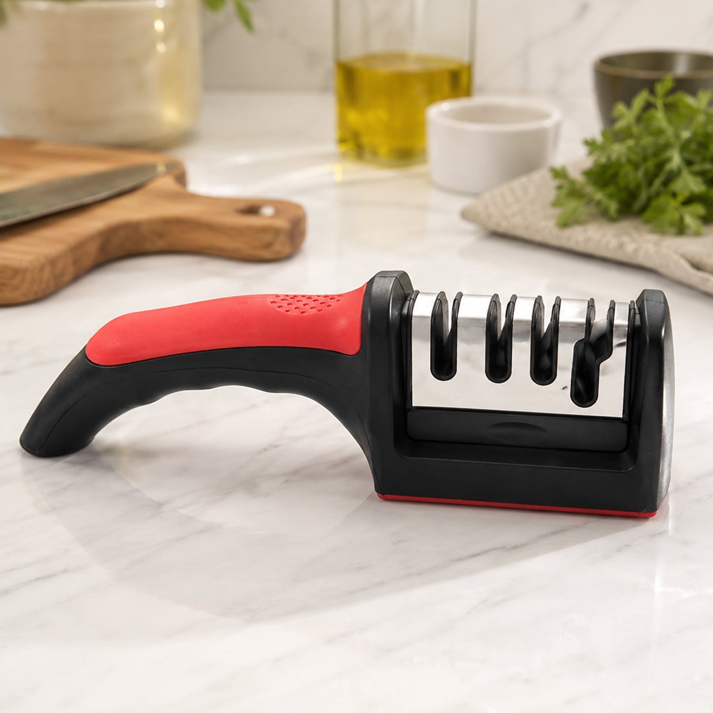 4 Stage Knife Sharpener Tool for Kitchen Knives with Non Slip Handle (1 Pc) view 8