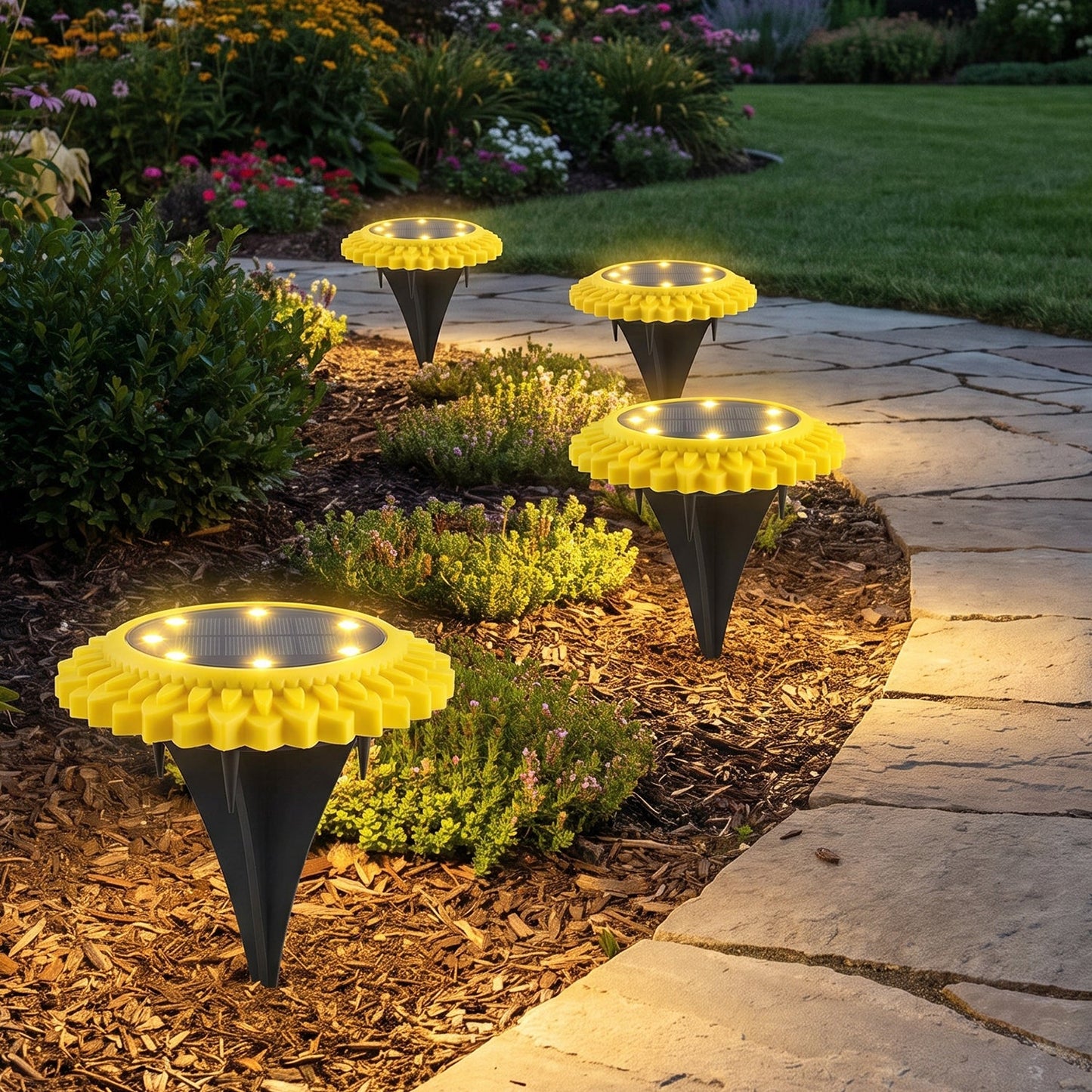 Garden Solar Light 4 Pc Sunflower Waterproof LED
