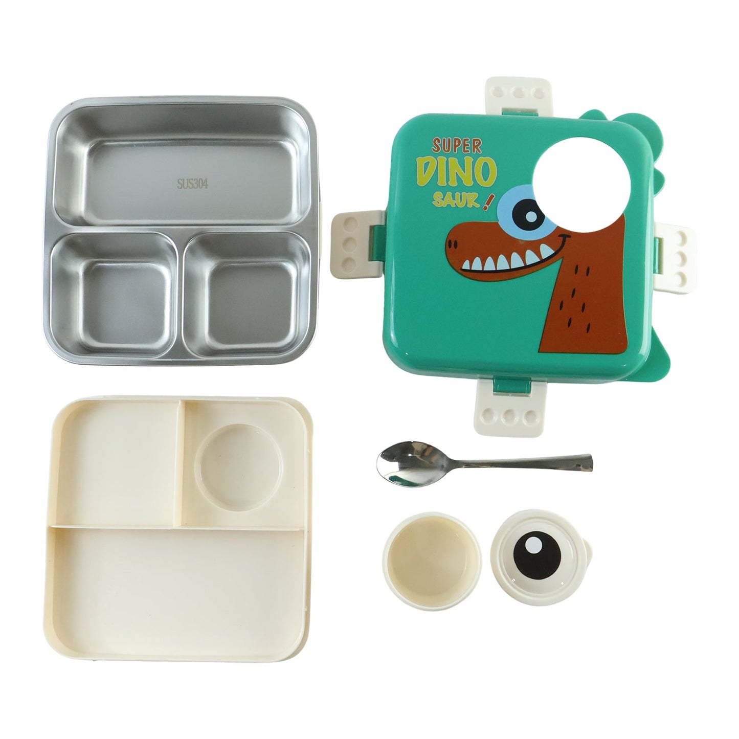 Steel lunch box with compartments for school meals