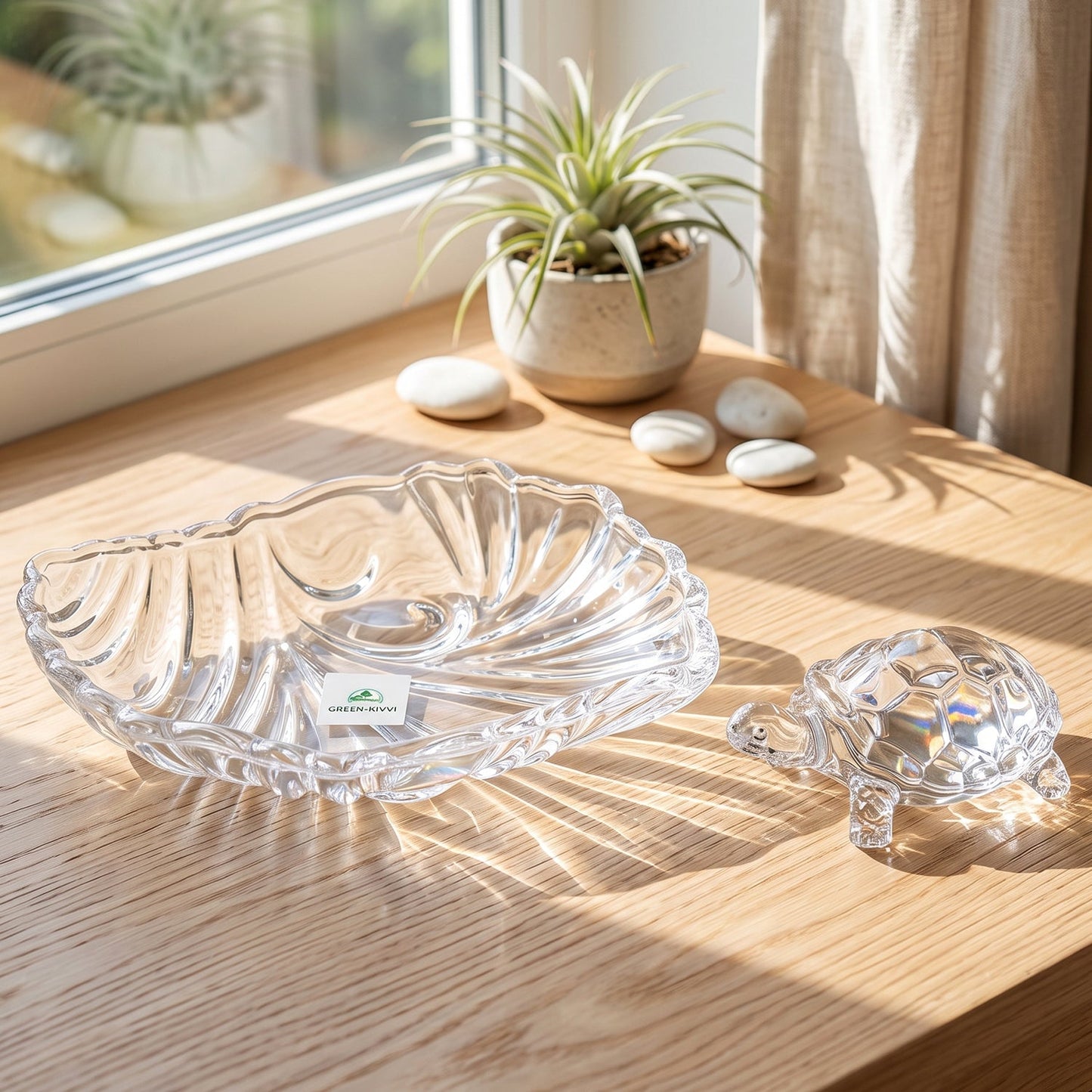 Auspicious crystal turtle and tray for gifting and decor