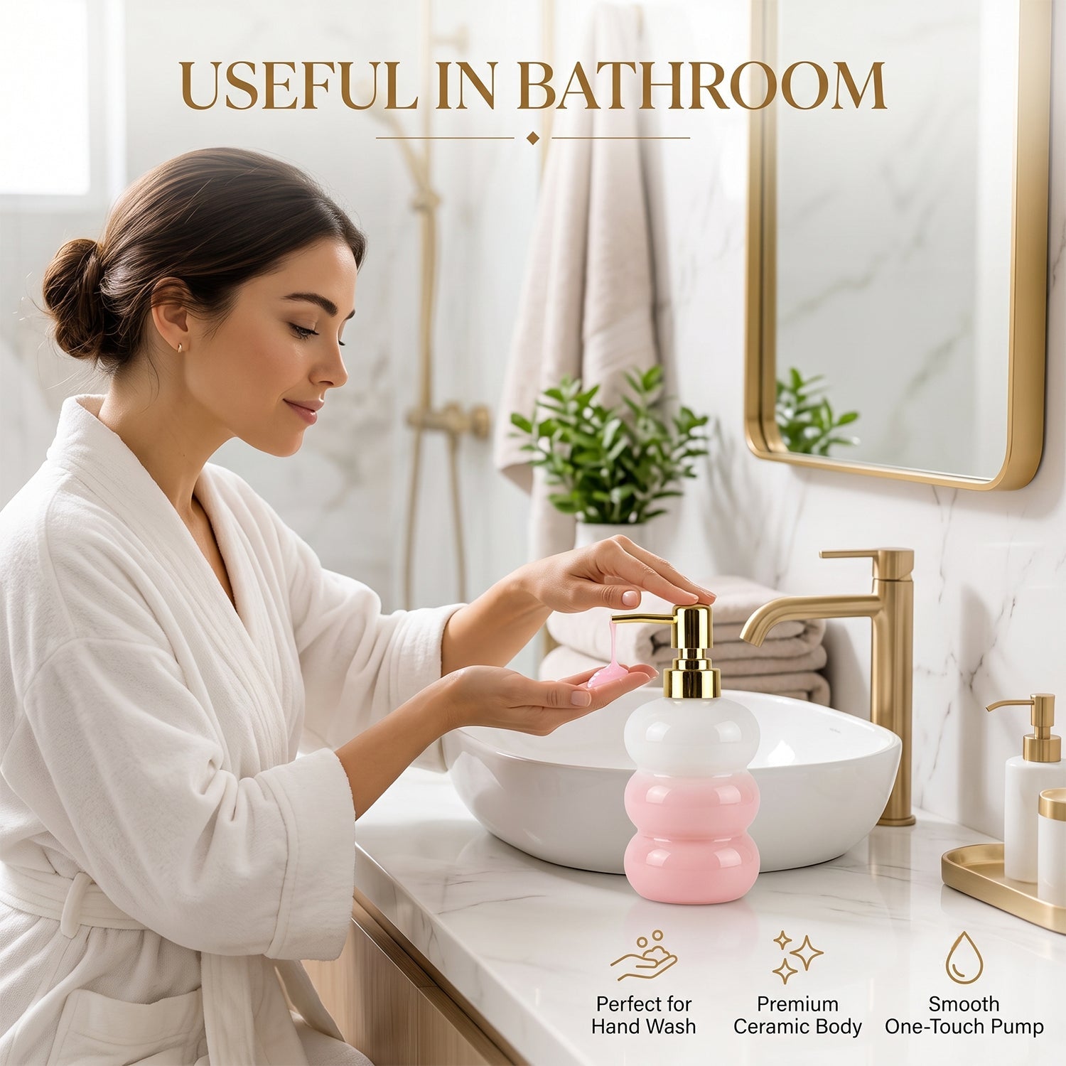 Elegant glass pump bottle for hand wash and lotion
