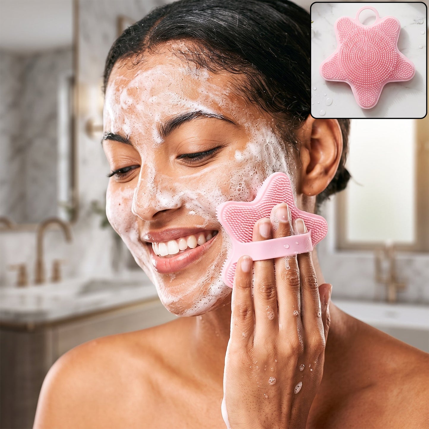 3 in 1 cleansing brush for face, scalp and body