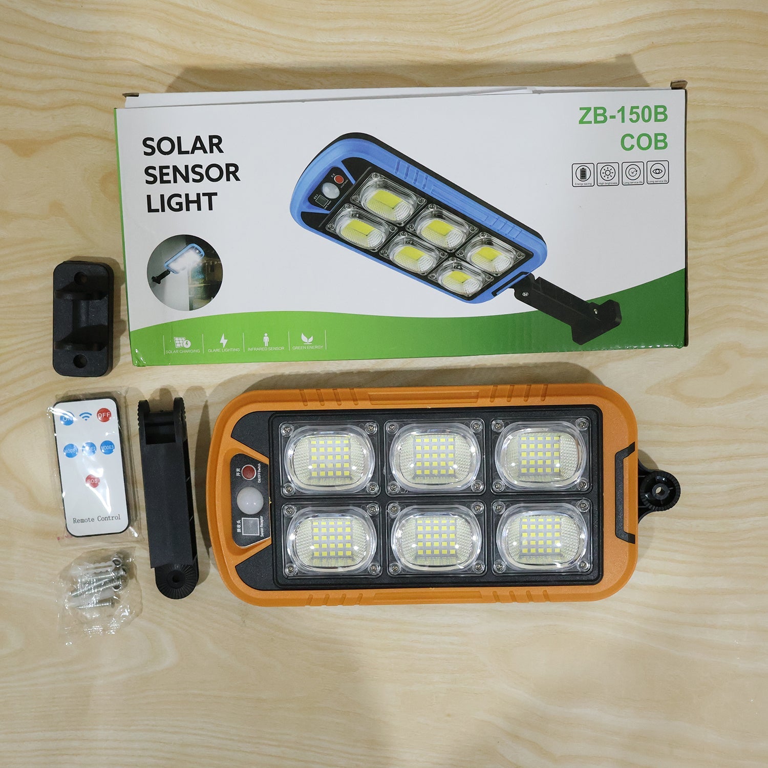 Rechargeable solar LED wall light with motion and remote