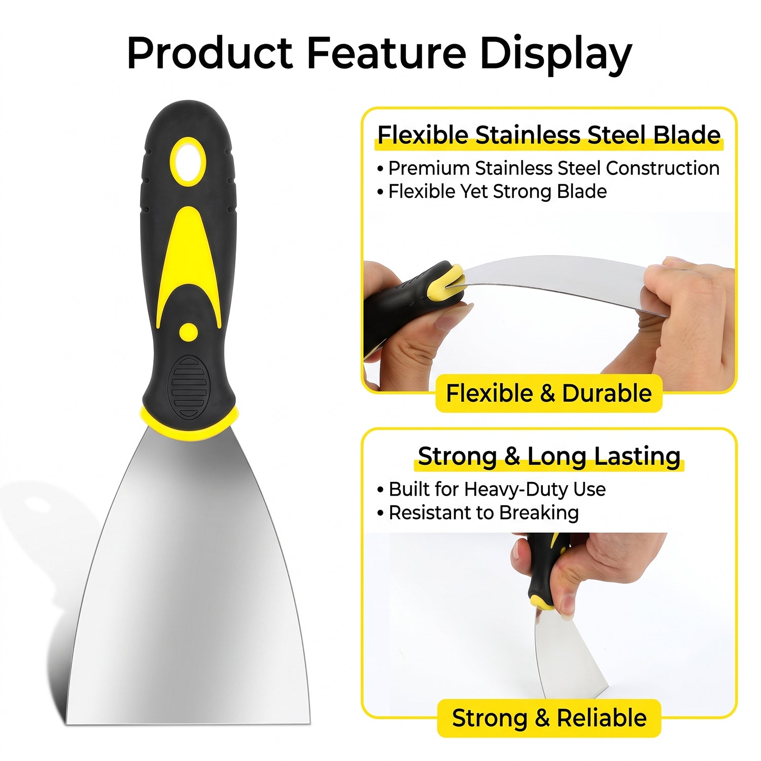 Putty scraper applying wall filler