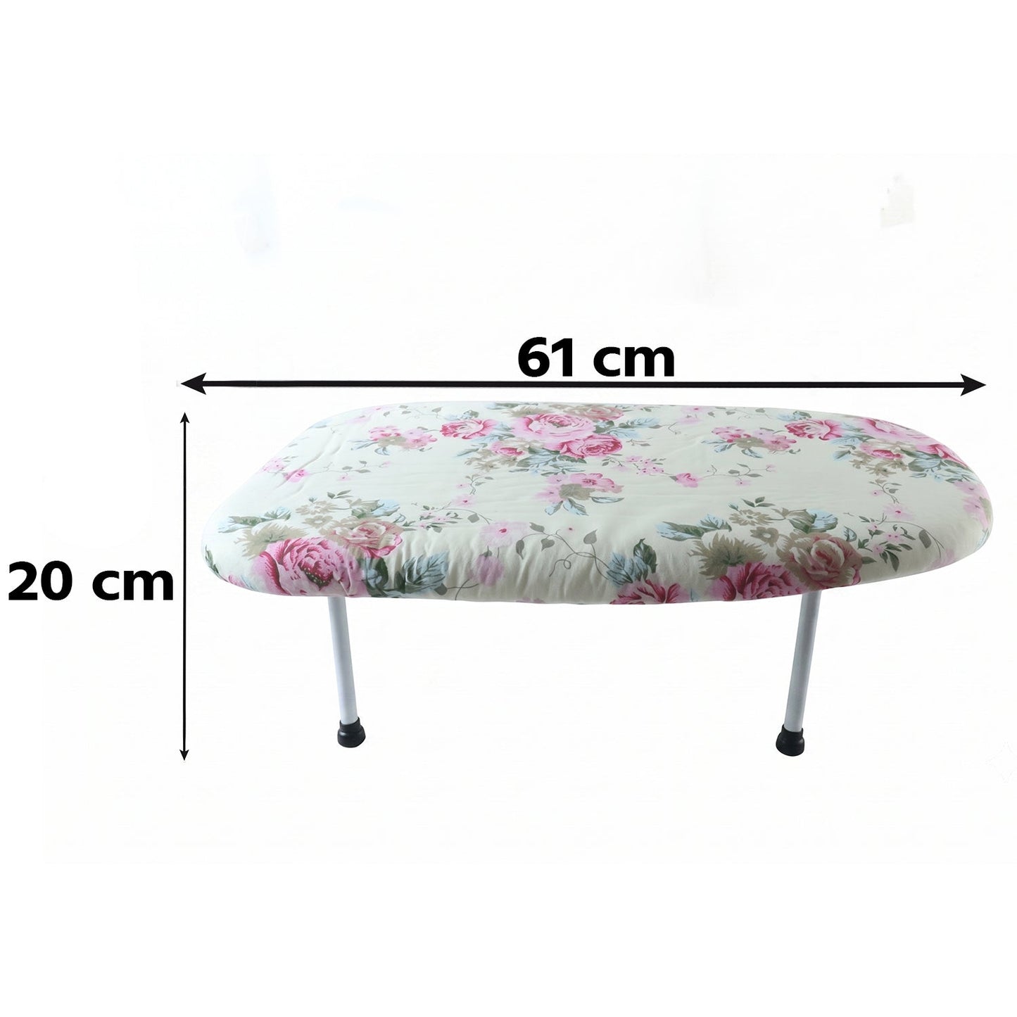 Mini ironing board with sturdy legs for desk and bed use