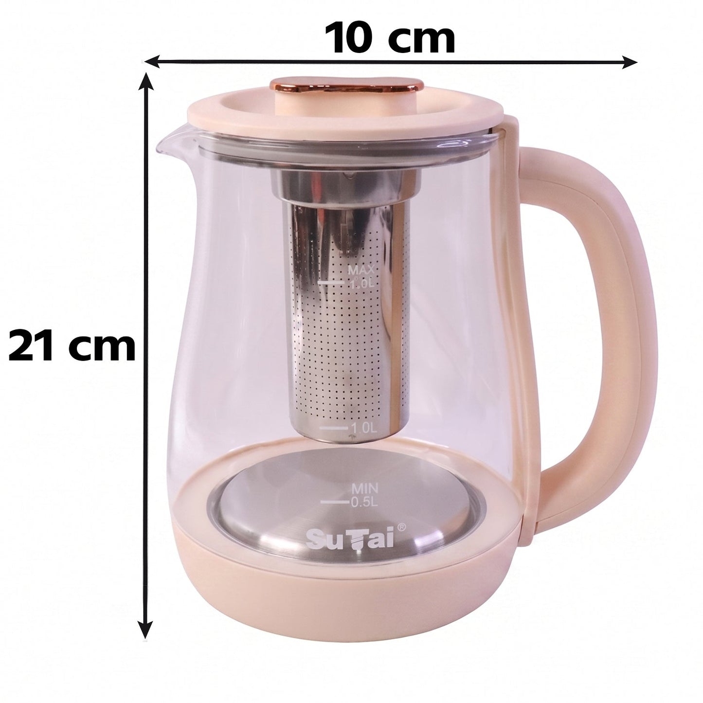 Cordless glass tea maker with infuser for loose leaf tea