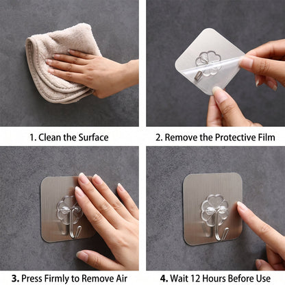 Space saving sticky hook for hanging everyday items