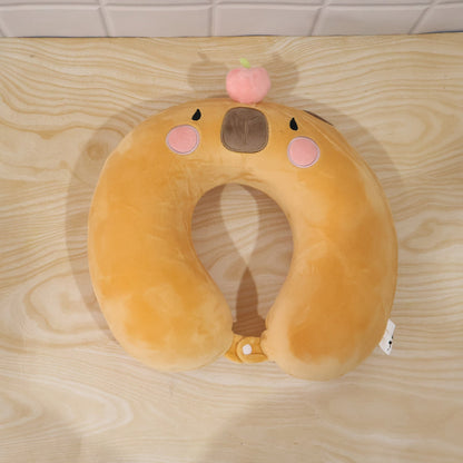 Fun capybara plush travel pillow for children and teens