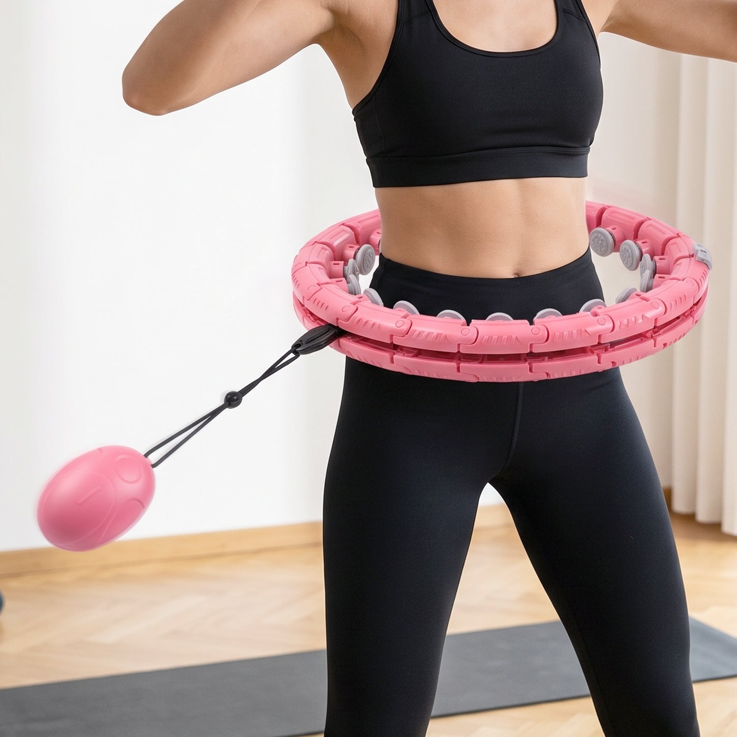 Adjustable smart hoop that does not drop for core workouts