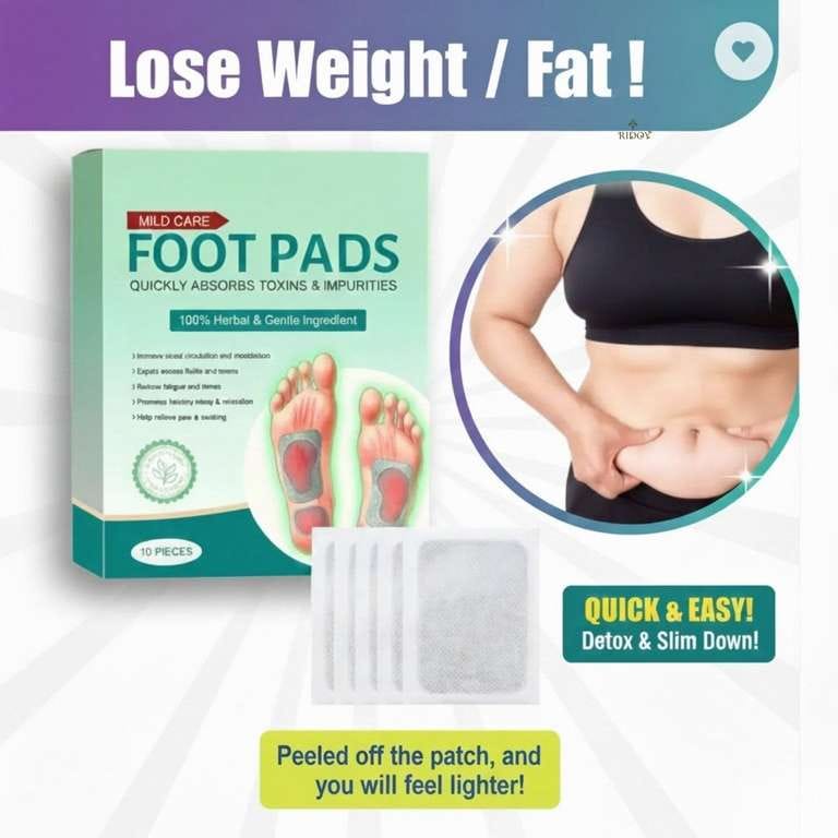 🌿 Natural Detox Foot Pads – Herbal Foot Patch for Body Cleansing😌 & Better Sleep😴.  BUY 1 GET 1 FREE (10+10 = 20 Pads)