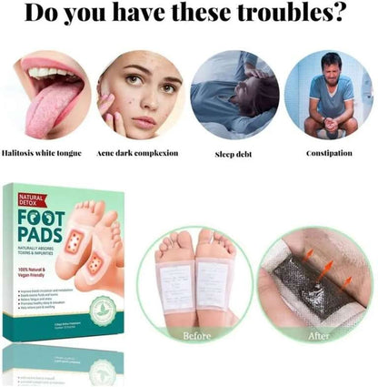 🌿 Natural Detox Foot Pads – Herbal Foot Patch for Body Cleansing😌 & Better Sleep😴.  BUY 1 GET 1 FREE (10+10 = 20 Pads)