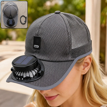 Solar Cooling Fan Cap Rechargeable Outdoor Sun Hat
