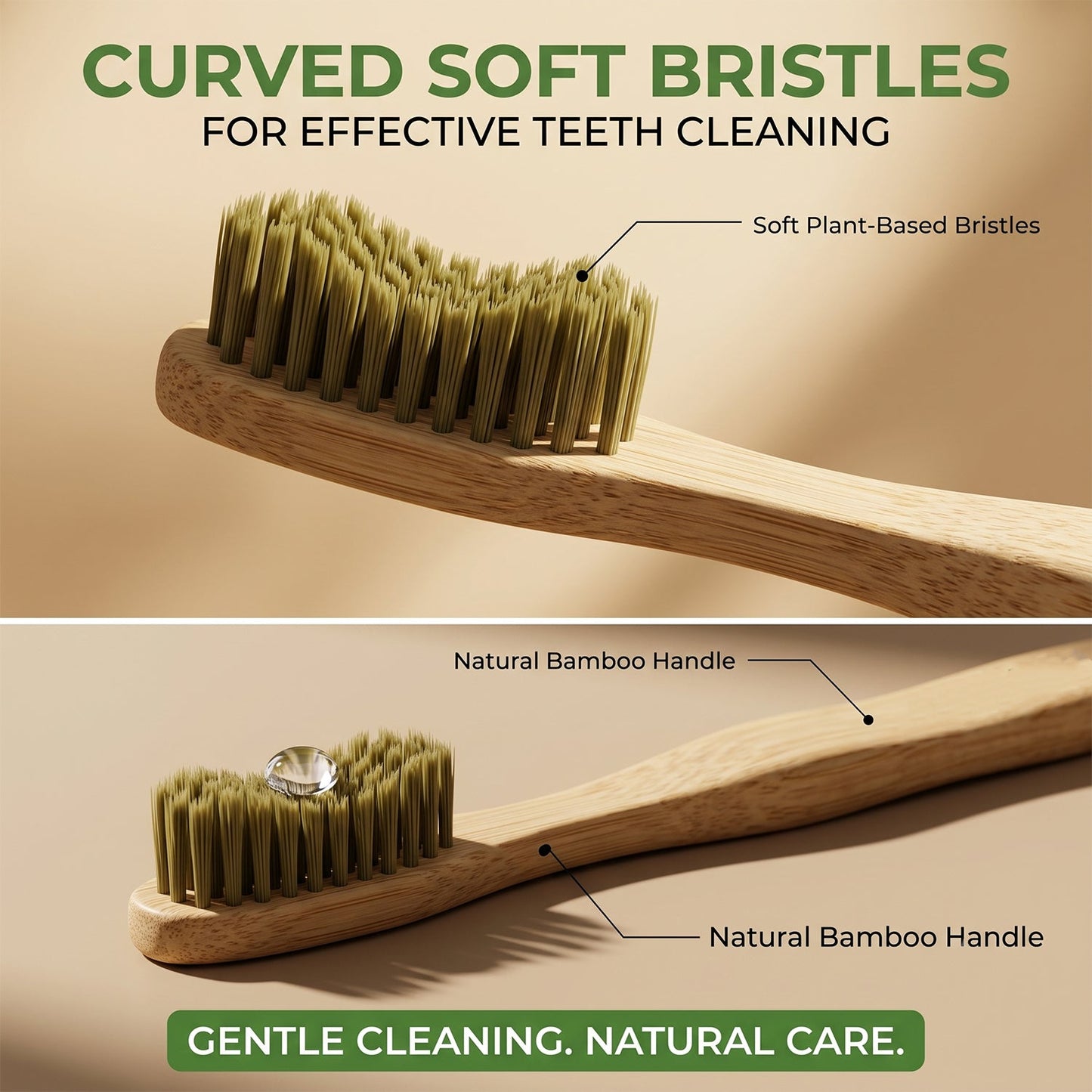 Eco Friendly Bamboo Toothbrush Soft Green Bristles