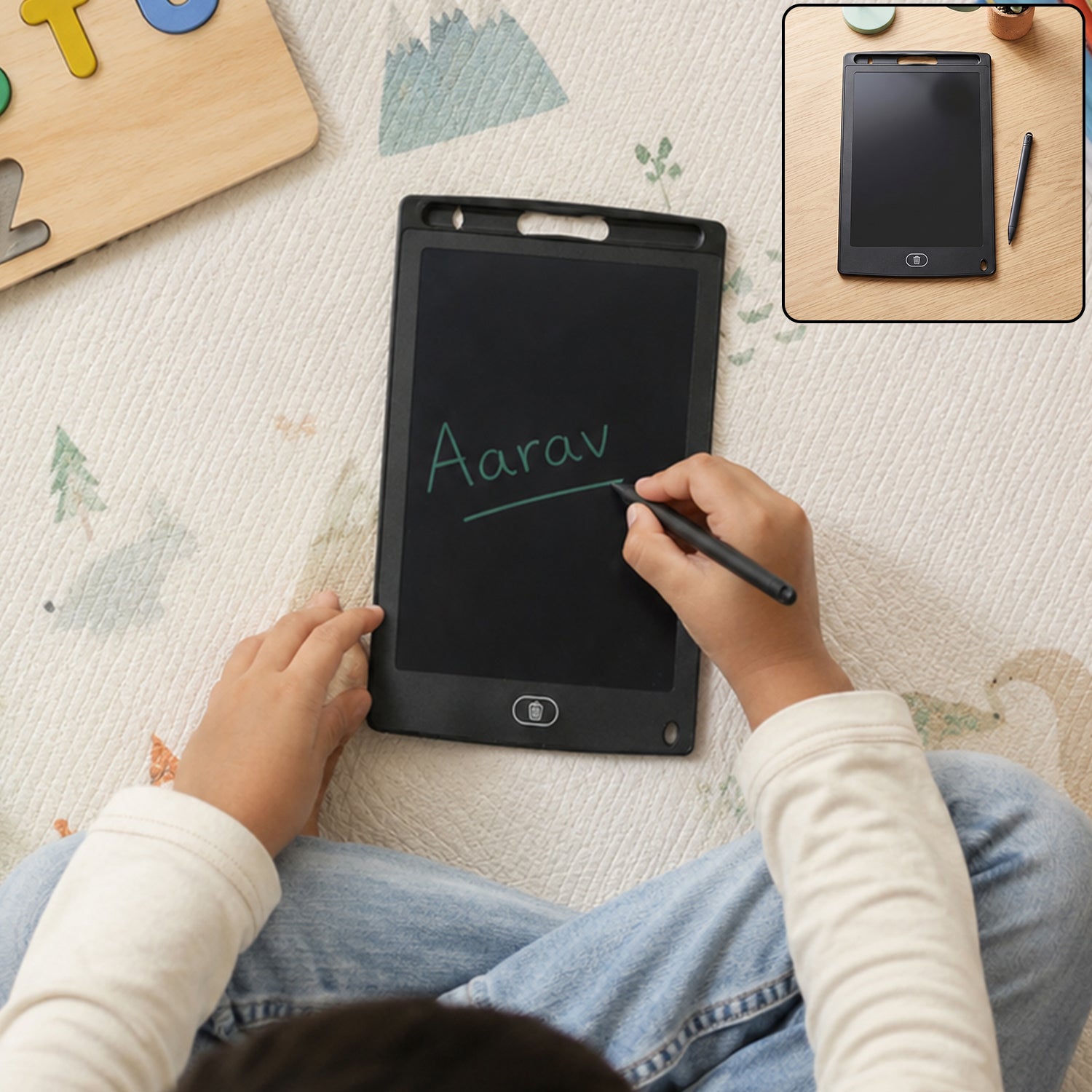 Kids tablet colorful writing view