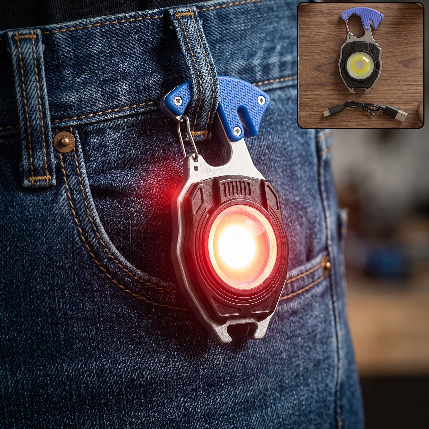 Travel LED Light Keychain Rechargeable Mini Flashlight