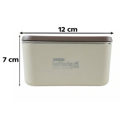 Visual guide demonstrating the practical size and capacity of the insulated lunch box set.