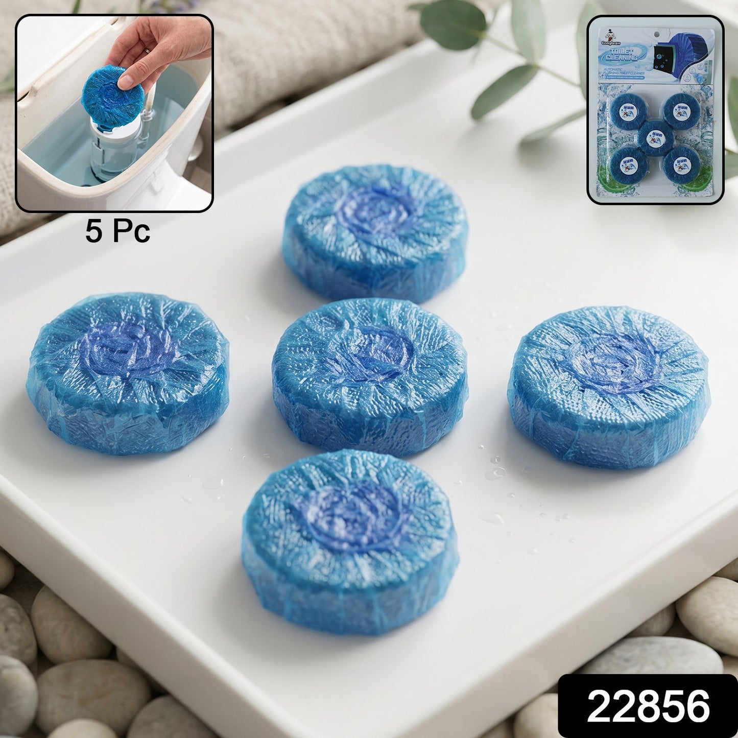 Set of 5 toilet cleaner tablets for automatic cistern cleaning