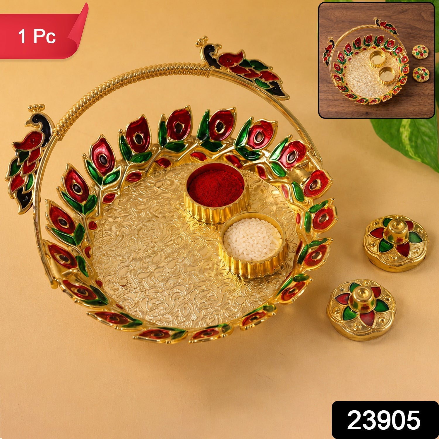 Peacock kumkum dish pooja use