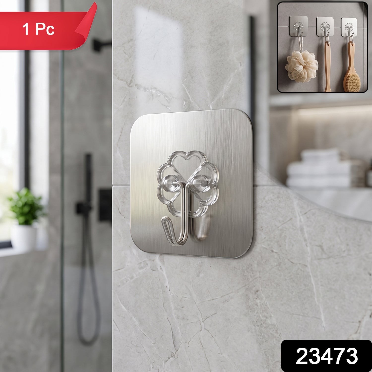 Strong adhesive wall hook for hanging without drilling