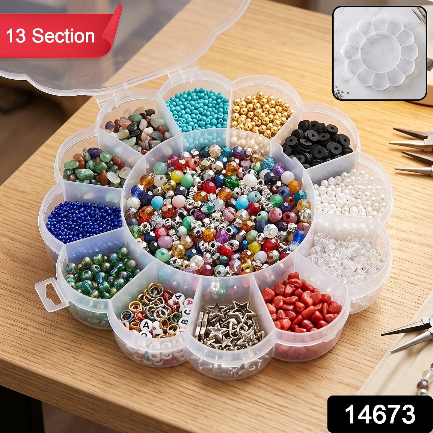 Transparent plastic organizer flower shape