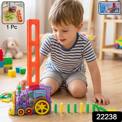 Automatic Domino Laying Train Engine Toy with Light and Music for Kids (1 Pc) view 2