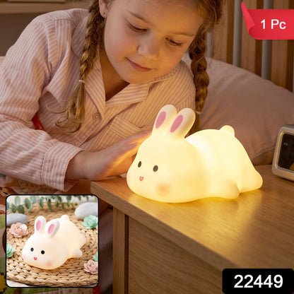 Bunny silicone night lamp with soft LED glow for children