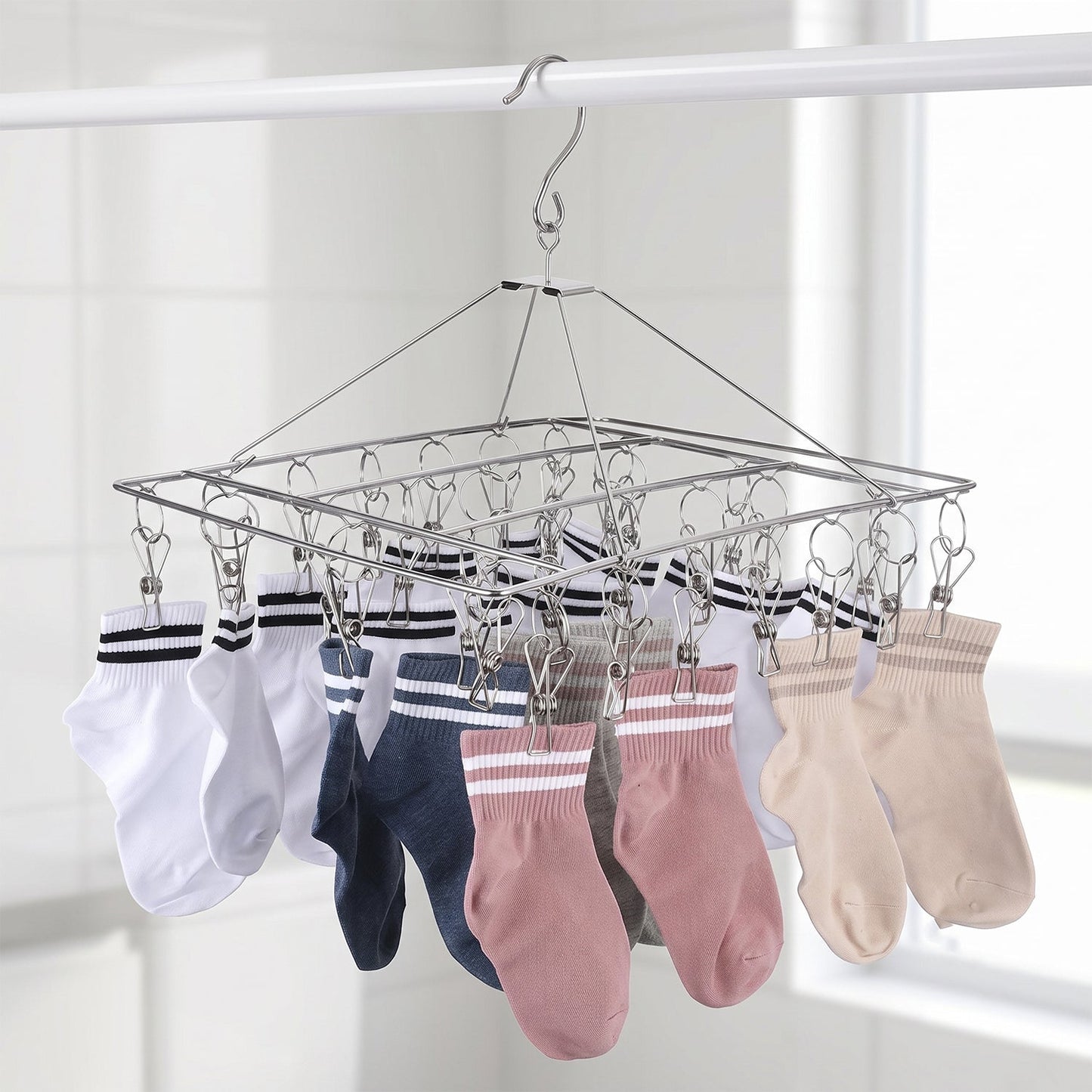 Durable stainless steel clip hanger for baby clothes and socks