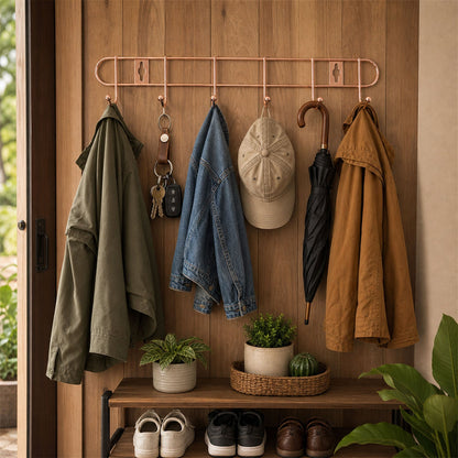 Details of the rose gold wall hook rack